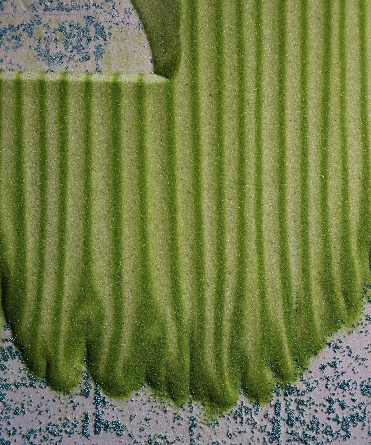 An overhead view of a granular flow experiment