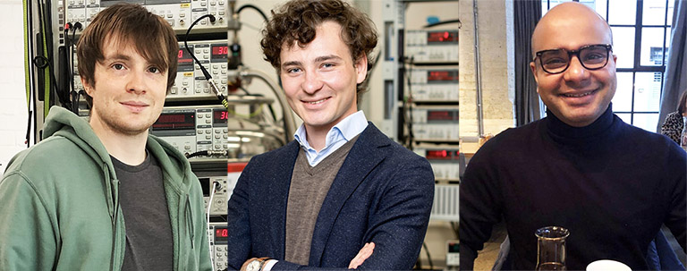 Composite portrait of Dr Alexey Berdyugin, Julian Barrier and Dr Piranavan Kumaravadivel