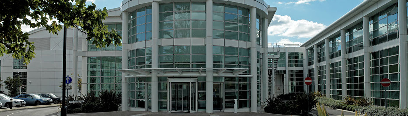 Front view of the National Physical Laboratory building in Teddington, England