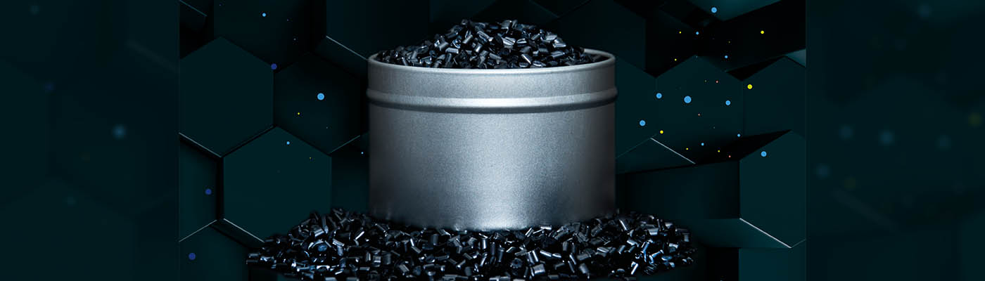 Illustration with a tin containing graphene masterbatch
