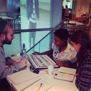 Working out the delivery schedule with other interns.