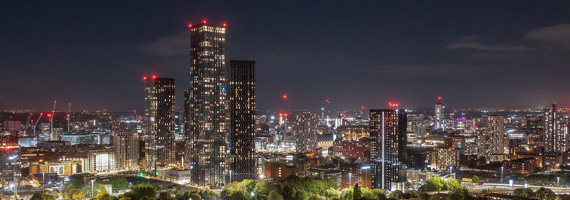 city skyline at night