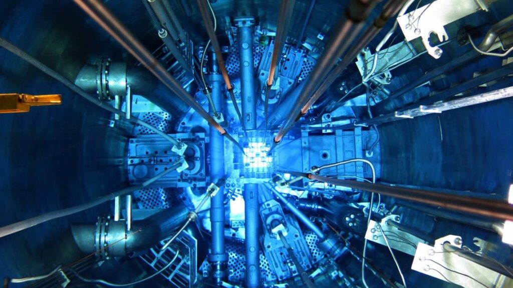 Reactor showing Cherenkov radiation