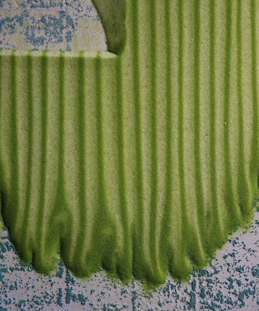 An overhead view of a granular flow experiment