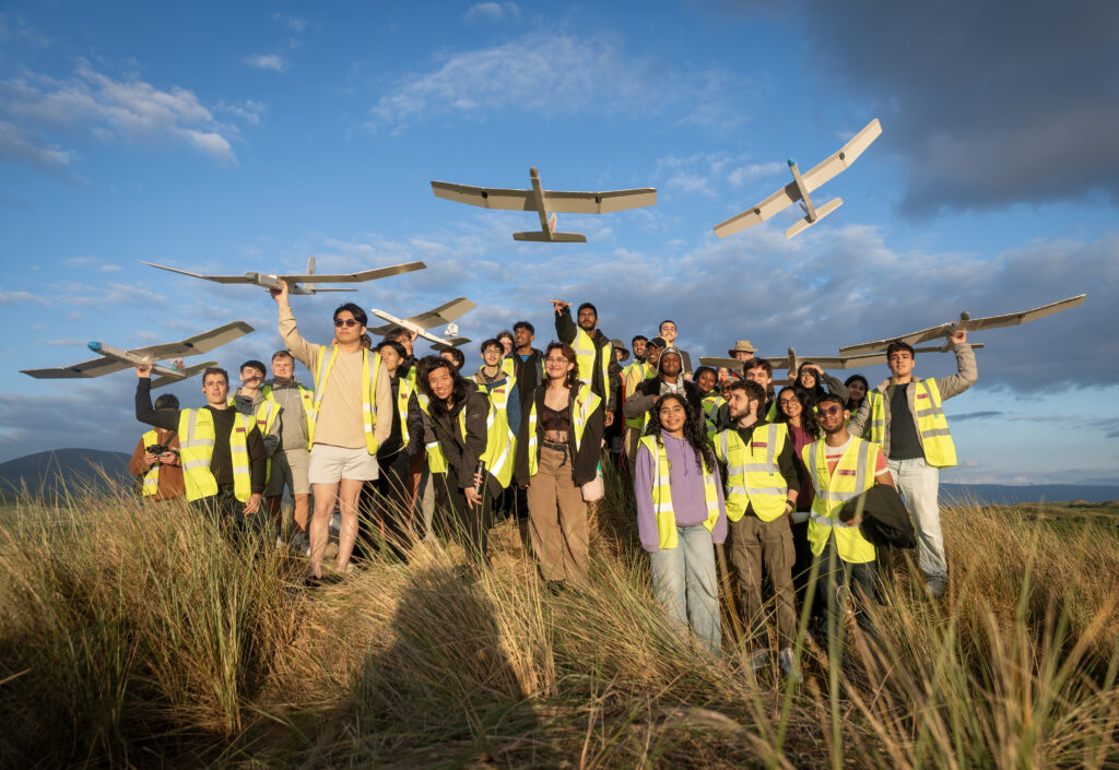 A group of students captured during an aerospace field course