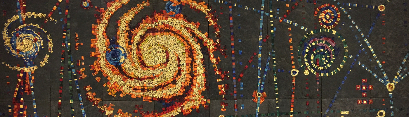 Colourful mosaic representing galaxies