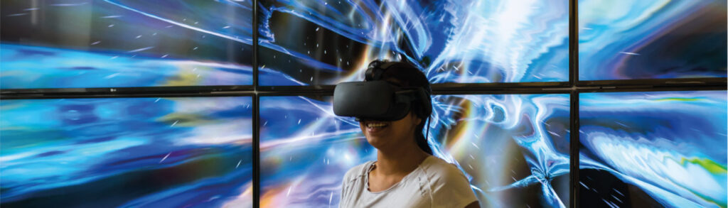 Woman wearing a VR headset