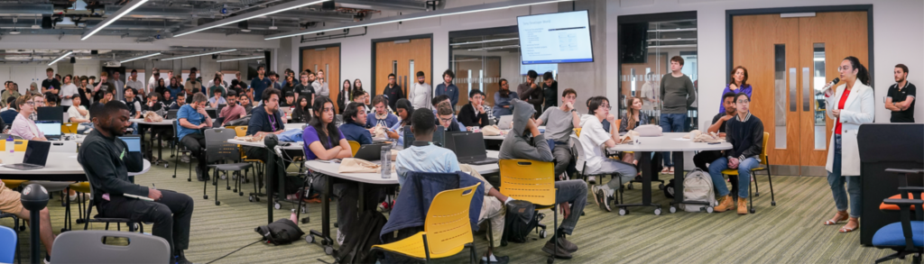 Students listening to a Sony employee