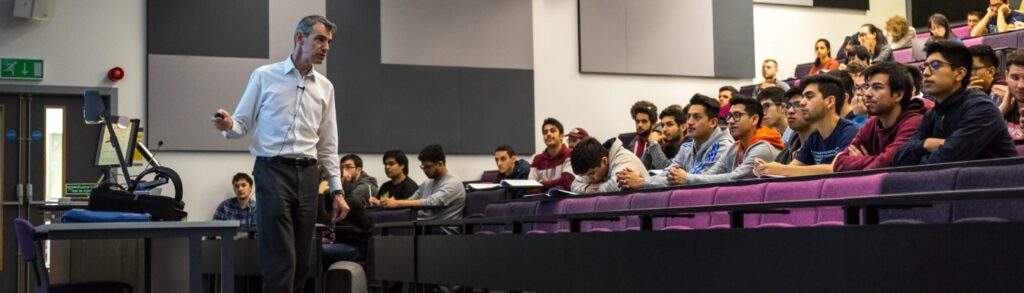 Students and lecturer in a lecture theatre