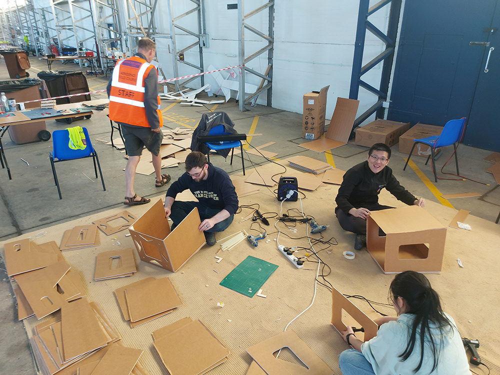 Students working on the quadcopter drone.
