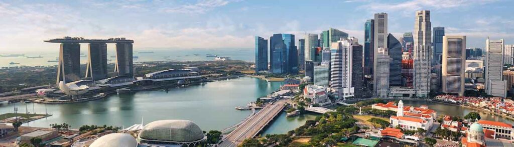 Aerial view of Singapore city at day