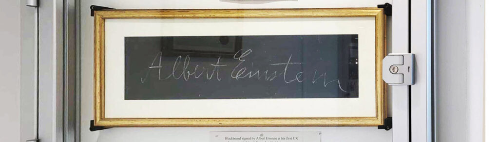 Piece of blackboard with Albert Einstein's signature