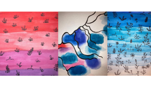 A collage of artwork by a student