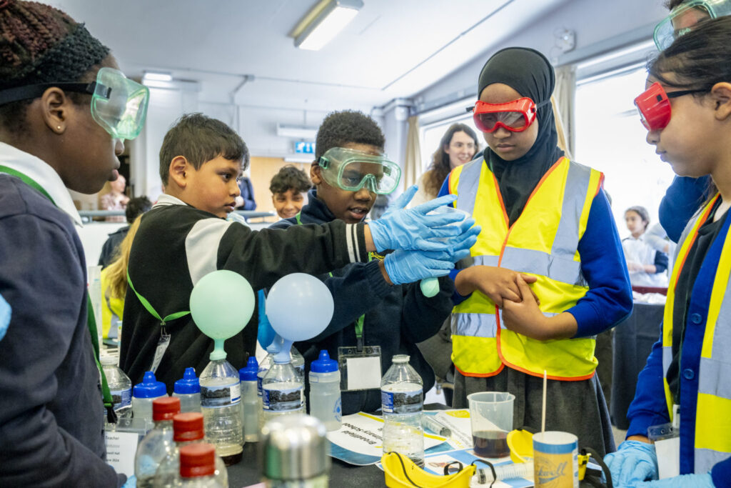 Students taking part in a scientific experiment.