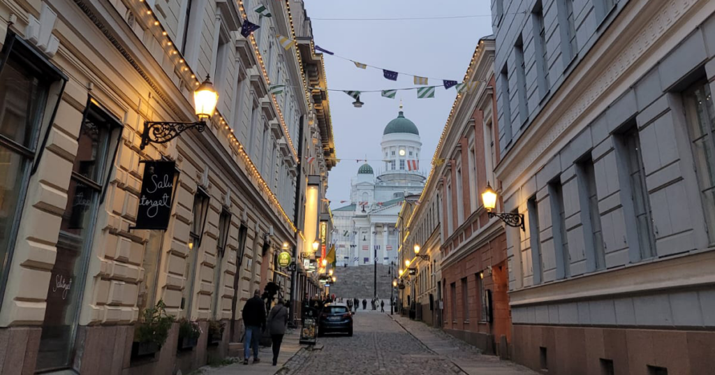 A night time street in Helsinki