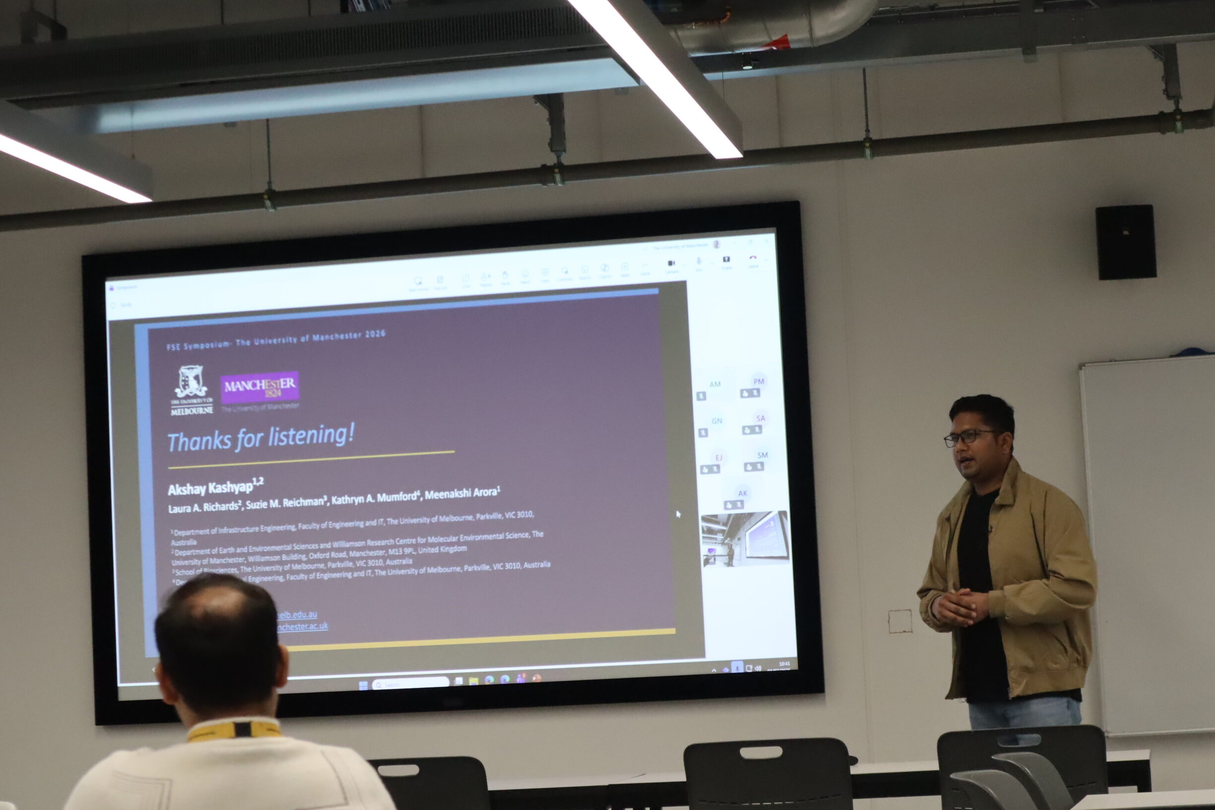 PhD researcher Akshay Kashyap presenting at a conference