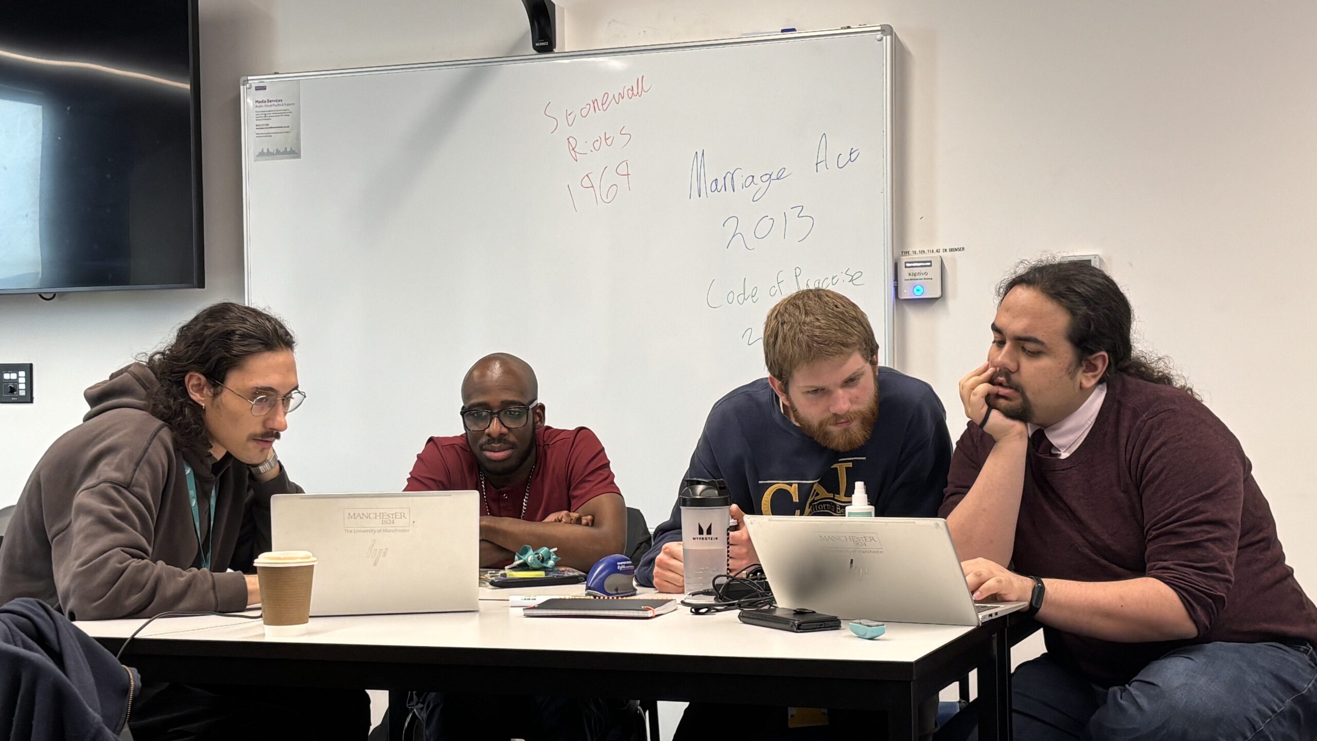 Group of RAINZ CDT PhD researchers collaborating at Manchester University