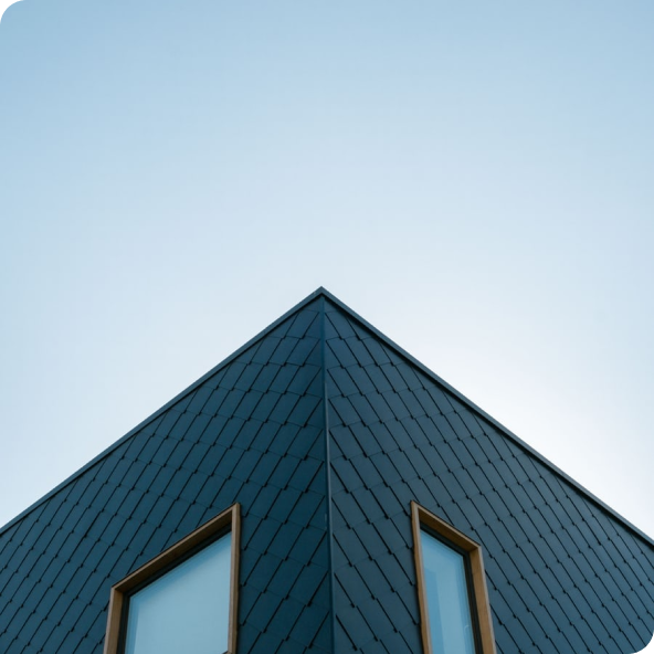 Corner of the roof on a sustainable building