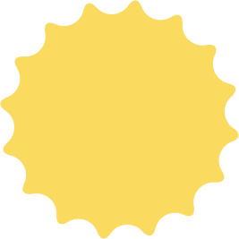 Graphic of a yellow sunshine symbol