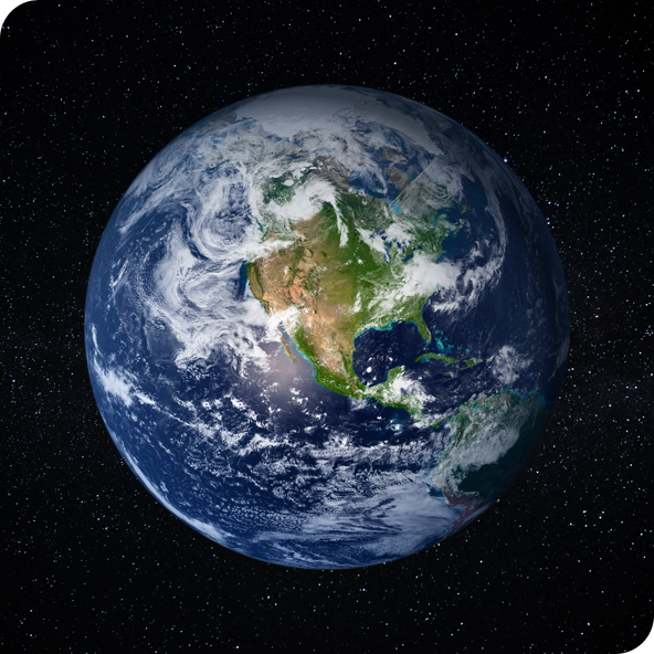 Planet earth in starry sky